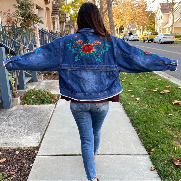 Embroidered Dolman Denim Jacket - Picture 10 of 10